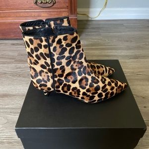 J Crew cheetah pointed kitten heel booties
